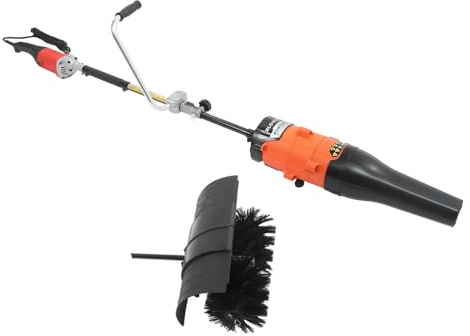 Barredora eléctrica 2 en 1, barredora de mano con cabezal y cabezal de burbuja, con batería, quitanieves manual con mango adicional, soplador de barredora portátil, quitanieves para césped, entrada de