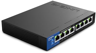 Linksys LGS108P-EU 8-Port Unmanaged Gigabit-Netzwerk-PoE-Switch mit 4 PoE+-Ports, Ethernet-Switch – bis zu 1000 Mbit/s für Büros und zu Hause, IP-Überwachung – Platzierung auf dem Schreibtisch