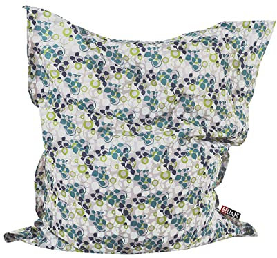 Pouf Géant XXL 140 x 180 cm Motif Plante Housse Amovible à Billes Polystyrène Fuzzy
