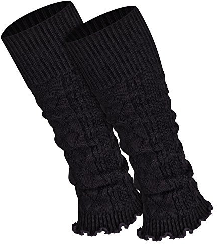 Piarini 1 Paar Bein Stulpen Damen - warme Beinstulpen Strick - schwarz