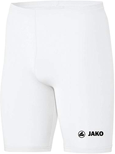 JAKO Unterziehhose Kinder Tight Basic 2.0 Weiß 140 - Elastische Fahrradhose Kinder aus Polyester, Radlerhose Kinder mit elastischem Bund, Thermohose