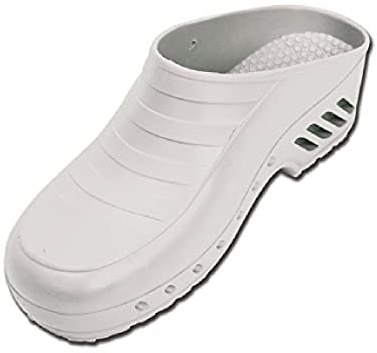 Gima - Zoccoli Professionali, Anatomici, Unisex, Antiscivolo, Antistatici, Tomaia Non Forata, Suola Forata, Colore Bianco, Misura 38 EU, 1 Paio