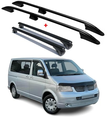 OMAC Dachträger für VW T5 T6 T6.1 Multivan Caravelle 2003-24 L1 Alu Schwarz | inkl. Dachreling (Set), Querträger, Grundträger