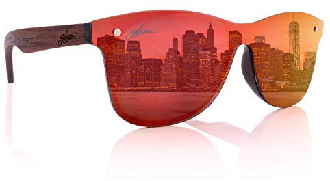 glozzi Sonnenbrille Herren und Damen Holz Polarisiert UV400 mit Holzbügeln und Brillenetui aus Kork