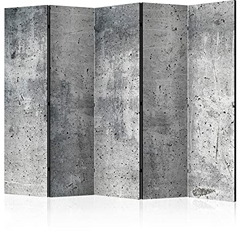 murando Raumteiler Foto Paravent Abstrakt 225x172 cm beidseitig auf Vlies-Leinwand Bedruckt Trennwand Spanische Wand Sichtschutz Raumtrenner Design Betonoptik Loft Metall grau f-C-0247-z-c