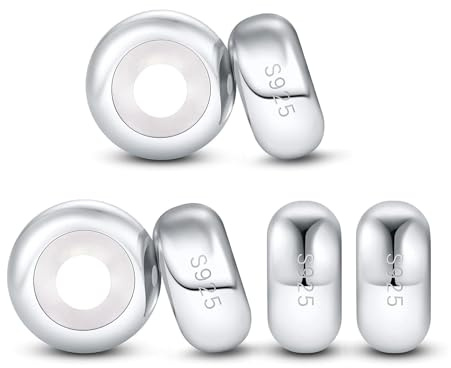 DALARAN - Breloque en argent sterling 925 avec espaceur pour bracelet à breloques pour femmes, 7.5 mm x 3.67 mm, 6 Stück, Argent sterling, Pas de pierre précieuse
