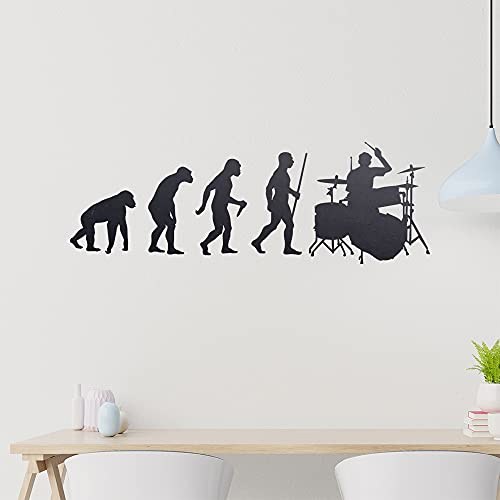 Evolution Schlagzeuger Wandtattoo Wandaufkleber Wall Sticker - Dekoration, Küche, Wohnzimmer, Schlafzimmer, Badezimmer