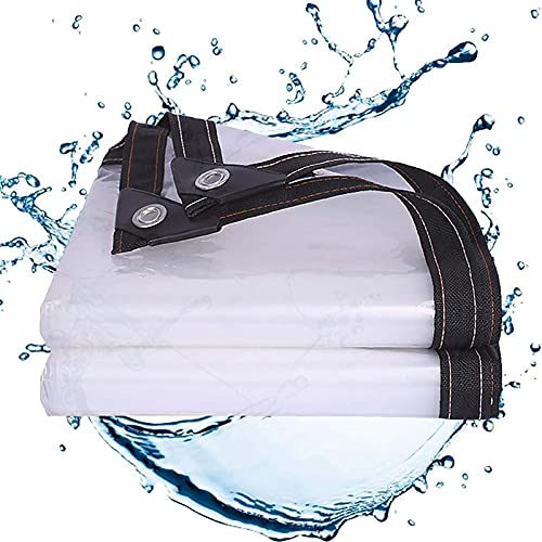 FOGUO Abdeckplane 5x6m, Transparent Wasserdicht Plane, Durchsichtige Plane Wasserdicht, Gewebeplane Transparent mit Ösen, Schutzplane Wasserdicht, Wetterfest, für Gartenmöbel