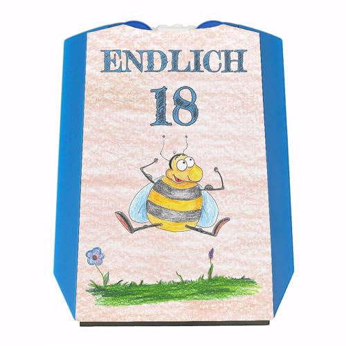 speecheese Endlich 18 Parkscheibe mit hüpfender Biene Geschenk zum 18 Geburtstag eigenes Auto Freunde über 18 erwachsen praktisch mit Eiskratzer und Wasserabstreifer Party Mitbringsel