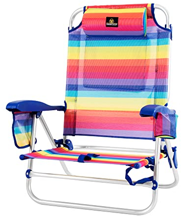 CREVICOSTA QUALITY MARK MARCAS DE CALIDAD - Coral 2108 - Silla de Playa Plegable con reposabrazos, 9 Posiciones y Nevera Trasera (Orgullo)