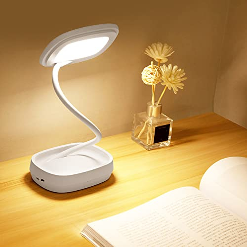 LANMOU LED Leselampe Klemme mit Touch Dimmbar, 360° Flexibel Schwanenhals Klemmlampe, USB Aufladbar Nachttischlampe mit Kabel, 3 Farbwechsel und 5 Helligkeit, Kinder Buchlampe für Studieren Arbeiten
