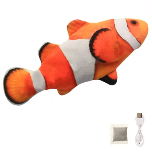 BangShou Elektrischer Zappelfisch für Katzen, Clownfisch mit Katzenminze