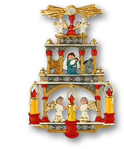Kuhn German Pewter Christmas Ornament - Small Nativity Pyramid Multicolored