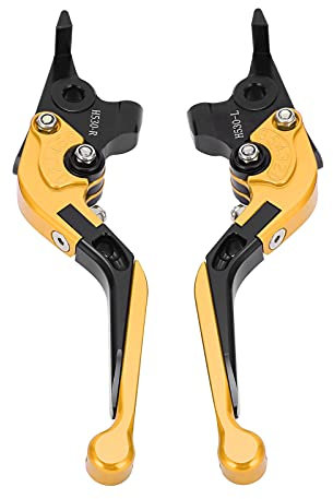 Leva Frizione Freno Moto, 1 Paio Sinistra e Destra Maniglie Freno Regolabili Lega di Alluminio Accessorio Moto per TMAX 530 2012‑2019/560 2020-2021(oro)