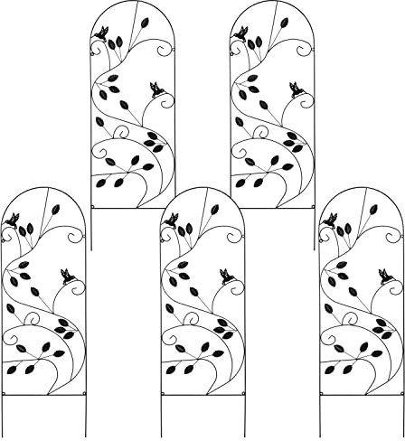 Woodside Hales Metal Garden Wall Trellis, Climbing Plant Steel Support Frame, 120 x 40cm, Classic Design, pack of 5