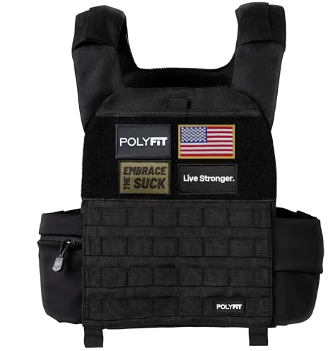 Polyfit (Fortify) Weighted Vest for Strength and Endurance Training, Fitness Workouts, Running, WODs - BLACK