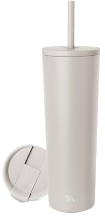 Simple Modern Insulated Tumbler with Lid and Straw | Iced Coffee Cup Reusable Stainless Steel Water Bottle Travel Mug | Gifts for Women Men Her Him | Classic Collection | 830ml | Almond Birch