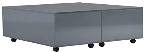 Tidyard Soffbord, utdragbart, köksbord med hjul, sidobord, vardagsrumsbord, soffbord, matbord, soffbord, utdragsbord, soffbord, grå, 100 x 100 x 35 cm (L x B x H)
