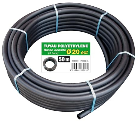 Jardibric - Tuyau d’Arrosage Enterré PE BD Ø 20 mm - Couronne 50 m - Pression 6 Bars