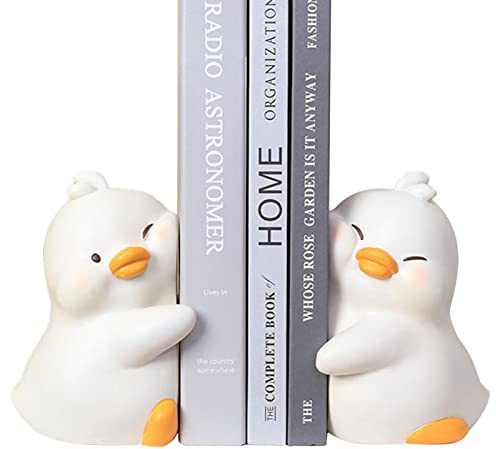 Deno 2 Stück Niedliche Enten-Buchstützen, Harz-Tierstatue-Buchstützenständer, Niedliches Enten-Tier-Design, Enten-Umarmung-Buchstützen Für Bücherregale, Heimdekoration Für Buchliebhaber