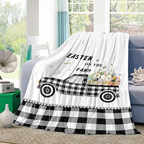 Sofaüberwurf Decke Osterhasen-Büffelkarierter Bauernhof-LKW Flauschige Wohndecke Leichte Sofaüberwurf Für Mädchen Couch Sofa 80x60