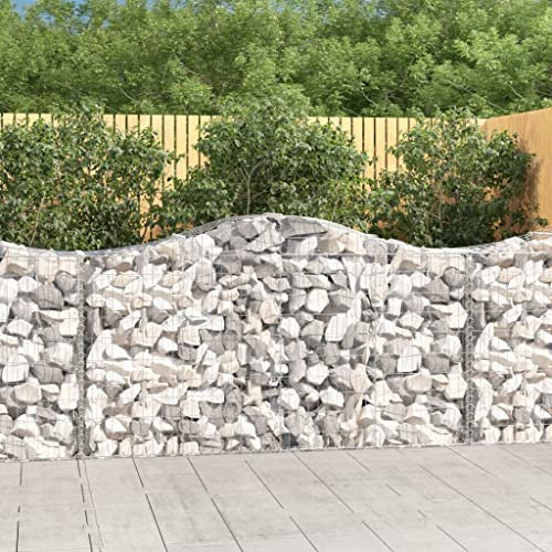 HIGSOSE Paniers à Gabions Arqués 4 pcs 200x50x100/120 cm fer Galvanisé Pierre Pour Gabion Cages en Gabion Barrière en Gabion Barriere Jardin Mur en Gabion Jardiniere Gabion Wall
