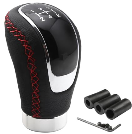 Osilly Pomello del cambio a 5 velocità, manopole del cambio manuale ponderate, maniglia del cambio in pelle, cambio manuale universale automobilistico, parti di ricambio automatiche interne (nero