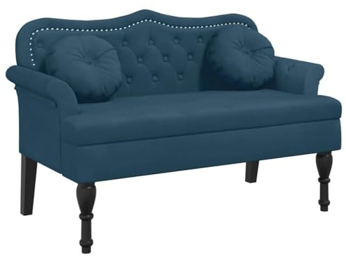 vidaXL Sitzbank mit Kissen Blau 120,5x65x75 cm Samt