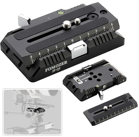 FOMOZER 120mm Tripod Quick Release Plate & Clamp Kit for Manfrotto 501 502 DJI Gimbals, QR Plate, Dual Mode 50mm Heavy Cinema Camera Quick Release Mount Adapter for Fluid Head, JF-Q5
