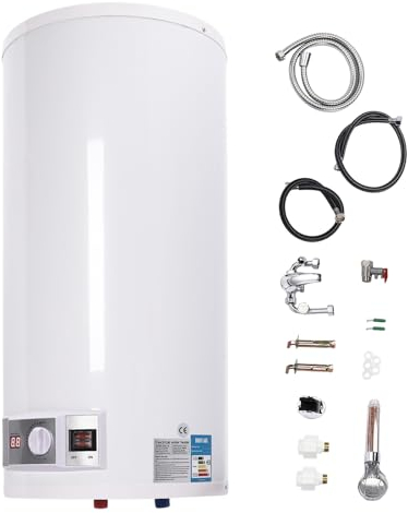 50L Elektrospeicher Warmwasserspeicher Boiler Wandhängender Boiler Heizung Emaillierter Stahlbehälter mit LED-Digitalanzeige für Küche,Bad 2000W