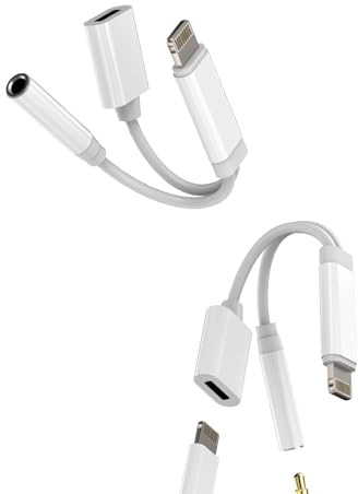 Lightning a Jack 3.5 mm Accesorios(2Pack)Adaptador Cargador Auriculares Cable Auricular Aux para Apple iPhone 14 13 12 11 Pro Max para iPad Air Auxiliar Coche Cascos Dongle Audifonos Carga Convertidor