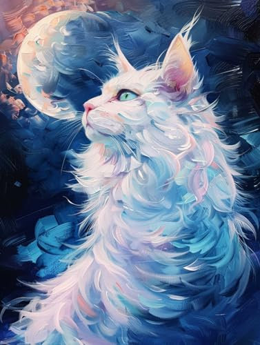 AMBATTERY Knüpfkissen Fantasie-Katze DIY Knüpfhaken-Kits DIY Tapisserie Teppich Teppich Herstellung Für Erwachsene Anfänger Heimdekoration 31x63in