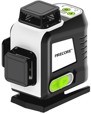 Firecore Laser Level self-Levelling 4 x 360°, Green Laser Line Level for Construction and Alignment, 2 Rechargeable Lithium Batteries, 2 Stands, Remote Control- G60