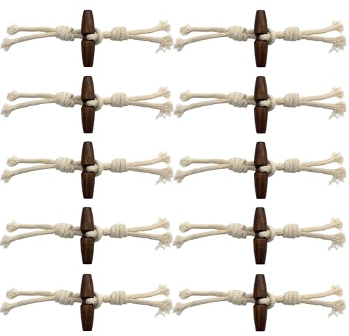 DHER 10 Paar Leder Tasten Knebelknöpfe Holz Knöpfe Verschluss Jacken Knöpfe Pullover Trenchcoat Holzknöpfe Mantelknöpfe gehobenes olivfarbenes Paar Knöpfe Top Dekoknöpfe Rucksackknöpfe (C)