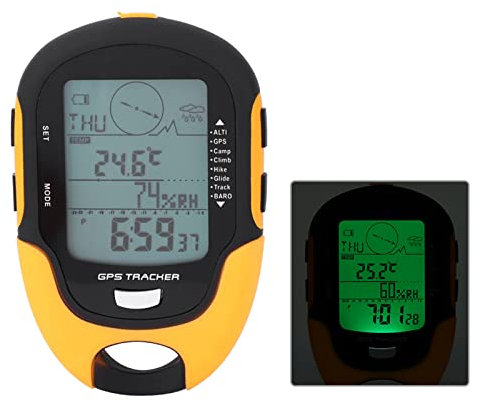 Akozon Récepteur de Navigation GPS, Baromètre Altimètre Numérique Rechargeable par USB avec écran Multifonction et Mini Torche