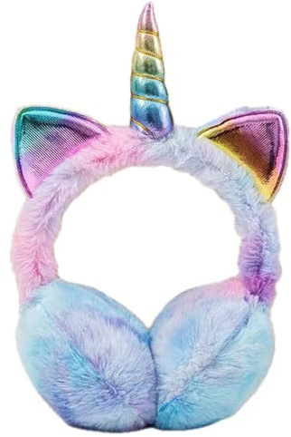 SEDEX Earmuffs for Girls Unicorn Girls Ear Muffs Winter Faux Fur Kids Ear Warmers Pink Fluffy Ear Cover with Cute Ears for Women Kid (Blue)