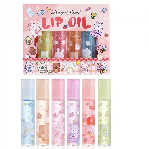 Coffret de 6 gloss et huiles pour les lèvres - Roll-On Lip Glosses, soin hydratant pour les lèvres, traitement hydratant quotidien pour des lèvres lisses, emballage mignon pour les enfants et les adul
