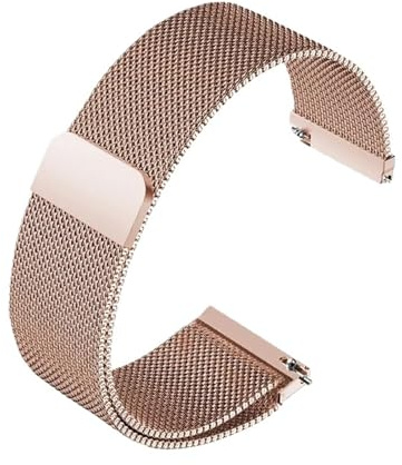 HASGTFM Magnetische Passform for Milanaise-Mesh-Armband, Edelstahl-Uhrenarmband 12 14 16 18 20 22 mm, Herren/Damen, Schnellverschluss, atmungsaktive Uhrenkette(Rose Gold,18mm)