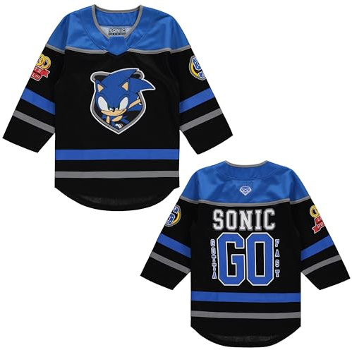 SEGA Boy's Sonic The Hedgehog Long Sleeve Hockey Jersey - Boys 4-20 Sizes Sonic The Hedgehog Long Sleeve Hockey Jersey - Boys 4-20 Sizes
