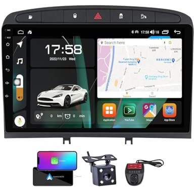HTXPSM Android 13 Autoradio per Peuge-ot 408 1 2012-2020 Navigazione GPS FM RDS Radio 9 pollici Bluetooth 5.0 Unità principale con Wireless Carplay Android Stereo per auto player digitale con