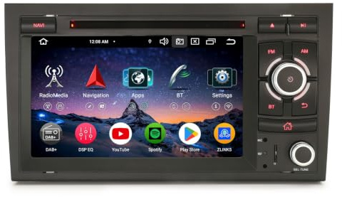 Erisin 8-Kern 4GB+64GB Android 16 Autoradio Bluetooth GPS Navigation Für Audi A4 B7 B9 S4 RS4 RNS-E SEAT EXEO 7 Zoll IPS Bildschirm DVD CD Player CarPlay Android Auto DAB+ WiFi 4G DSP USB OBD2 Canbus