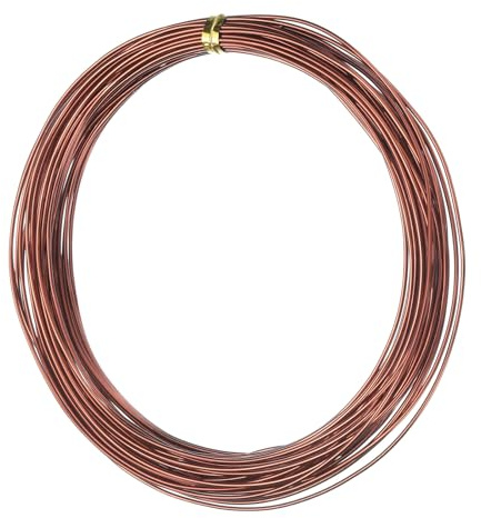QUARKZMAN Alambre de Armadura de Aluminio de 1Mm Calibre 18, 32.8 Pies (10M) Alambre Metálico Flexible para Hacer Joyas, Manualidades, Coronas, Esculturas de Árboles Bonsái, Cobre