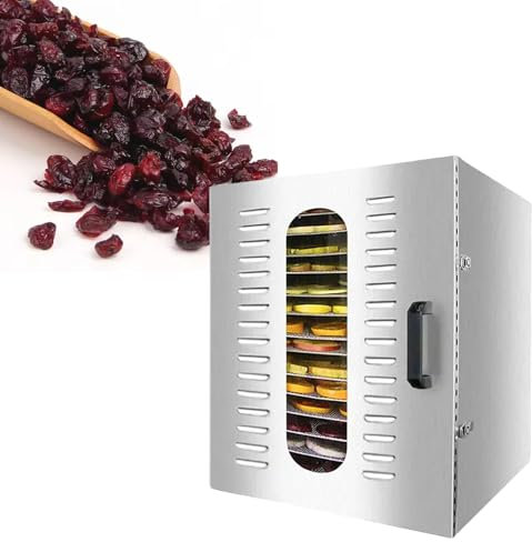 Food-Dehydrator Machine, 15 Stainless Steel Trays, 1000W Dryer for Herbs, Jerky Meat, Fruits Veggies, Yogurt, Mushroom& Dog Treats, 0-194ºF Temperature Range, 24H Timer,110V