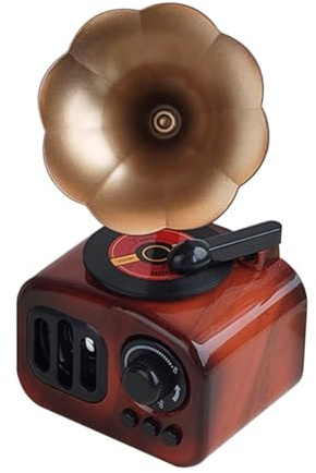 GRIRIW Retro Grammophon Spieluhr aus Abs mit Uhrfederantrieb und Verschleißfest für Schlafzimmer und Wohndekoration
