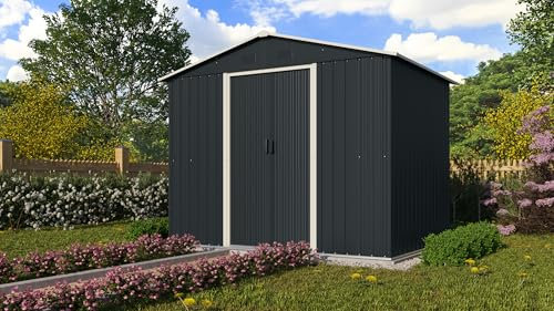 Pergart Gerätehaus Düsseldorf II 86, schwarz, 3,66 m² | Wetterfestes & stabiles Gartenhaus | Geräteschuppen aus verzinktem Stahlblech | Metallgerätehaus zur Aufbewahrung von Werkzeug