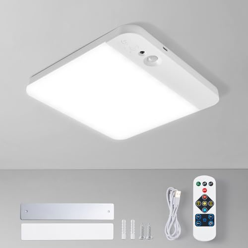 Leselux Plafón LED Techo Sensor Movimiento Recargable Sin Cables, 20CM