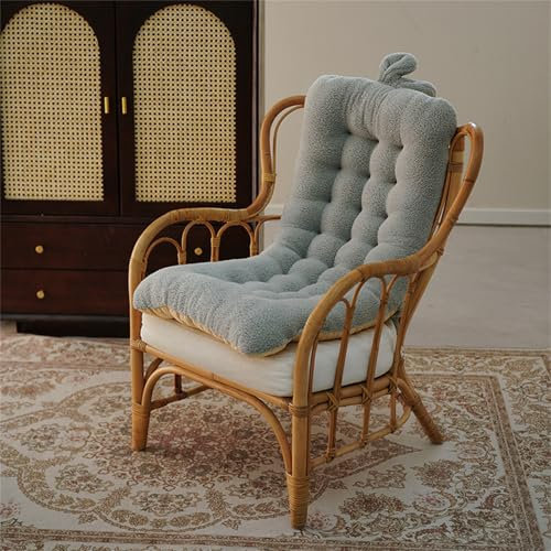 Polster Für Stühle & Sessel, Hochlehner Auflage, Stuhlkissen Sitzkissen Und Rückenkissen Für Stühle, Baumwolle Deckchair Auflagen Für Gartenliegen Mit Bändern, Sonnenliegen-Kissen (Grau,45x100 cm)