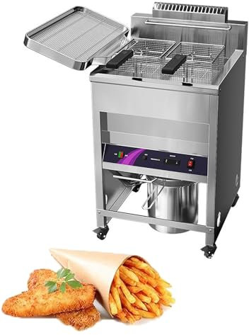 Commercial Vertical Electric Deep Fryer with Digital Temperature Control, Large Capacity for Fast Food and Snack Preparation