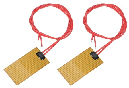 sourcing map Heizfolie Heizplatte, 7W 12V Polyimid Heizkissen, Klebe-PI Heizelemente Folie 50mmx25mm Heizleiste für konstante Temperatur, 2 Stück