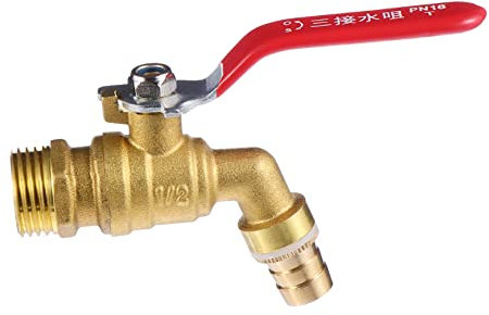 Tofficu Brass Tap Hot Water Faucet Single Handle Drain Valve High Temperature Resistant for Tea Stove and Boiler Dn15 4-Point